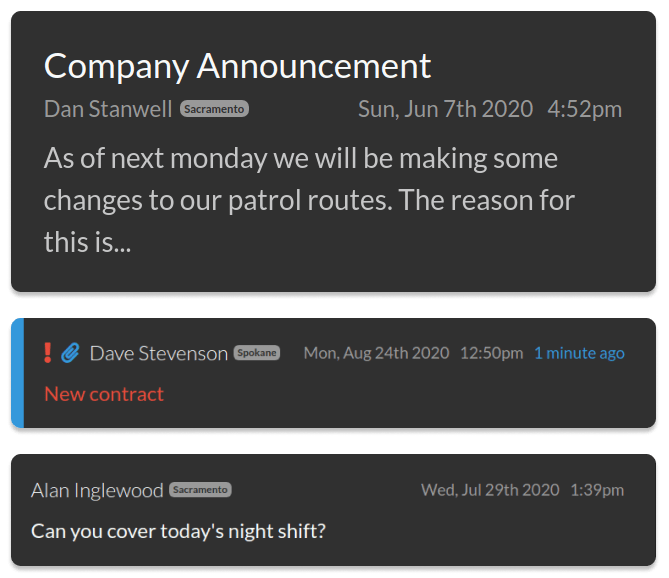 Blog announcement post, new email and new chat message