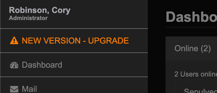 Sidebar with New Version Upgrade Notice